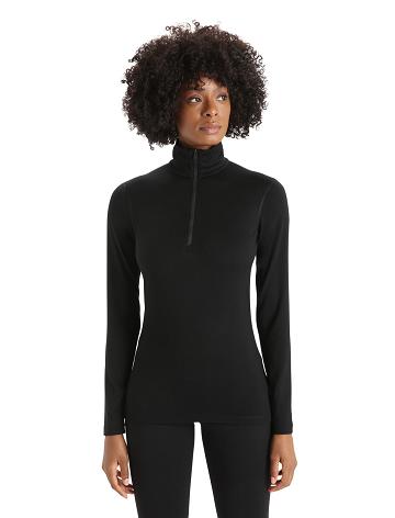 Base Layers Icebreaker Merino 200 Oasis Long Sleeve Half Zip Thermal Top Femme Noir | FR 1904EBCX